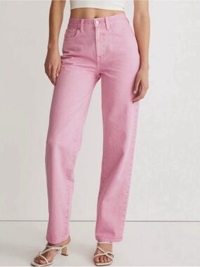 Madewell Pink Baggy Straight-Leg Jeans
